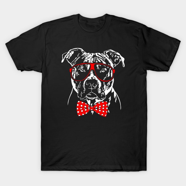 American Pitbull Terrier dog Portrait T-Shirt by wilsigns